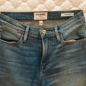 Frame high waisted straight cut denim